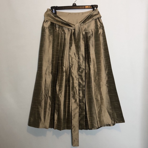 France Andrevie Champagne Wrap Pleated Silk Skirt Size 8 - Picture 12 of 13